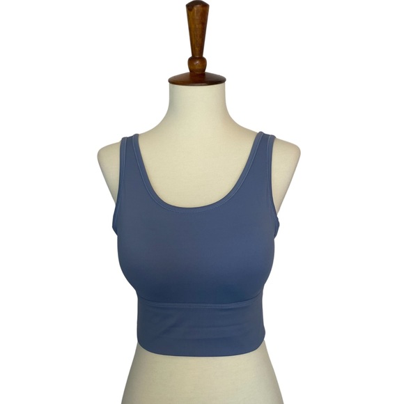 Ocean Blue Yoga Sport Halter Low Back Crop Top - Picture 8 of 16